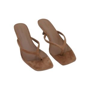 Aqua Chestnut Suede Heeled Thong Sandal Brown Size 9.5M